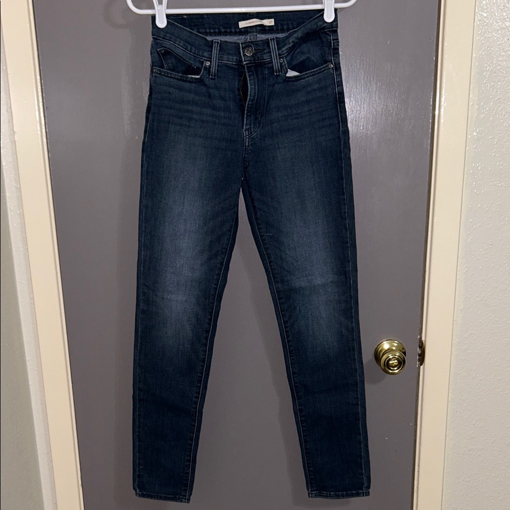 Dark Blue Skinny Jeans - Stretch Slim Fit Size 27